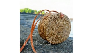 rattan ata handbags motif star oval design leather handle handmade